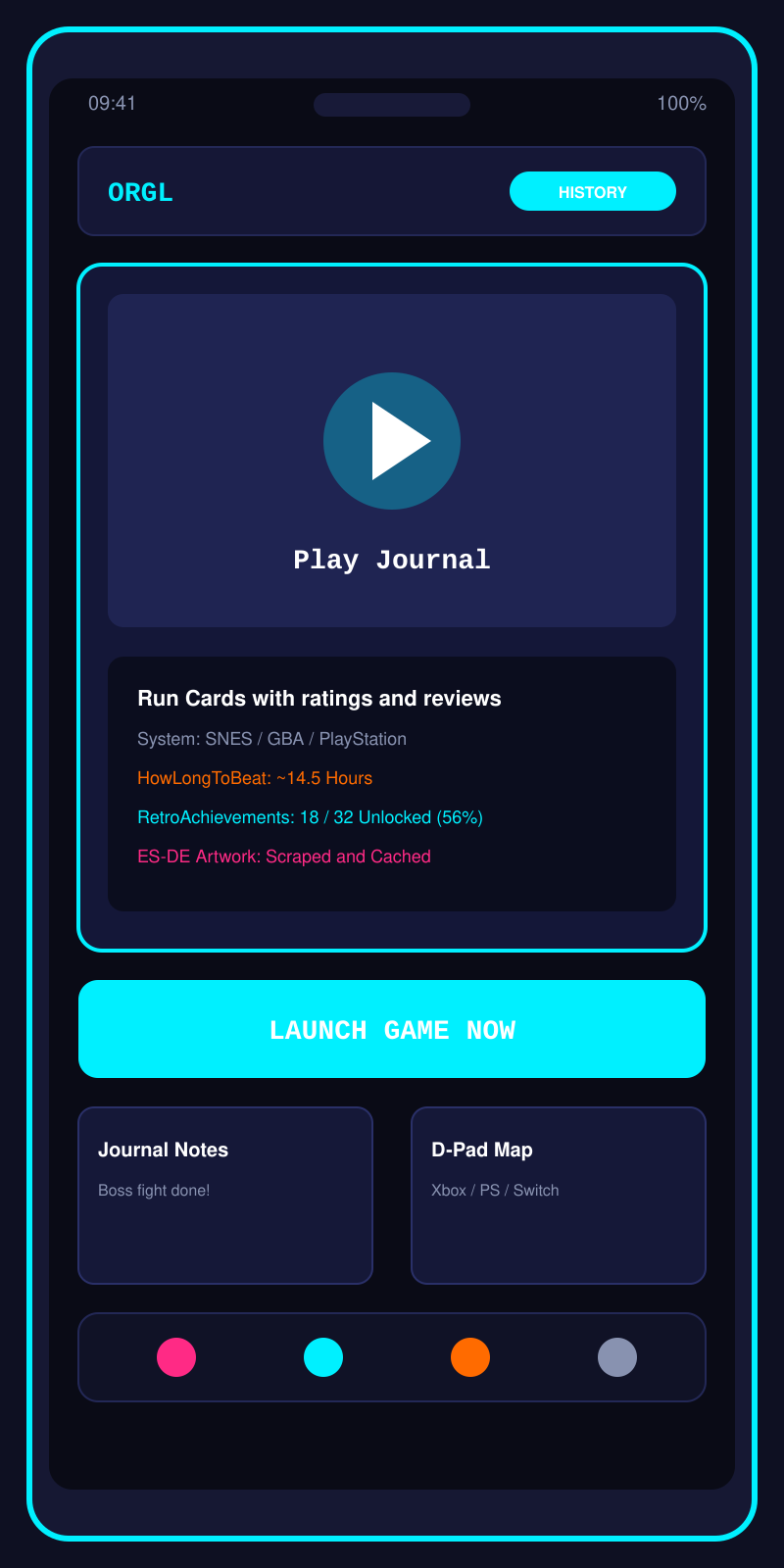 ORGL Play Journal Screen