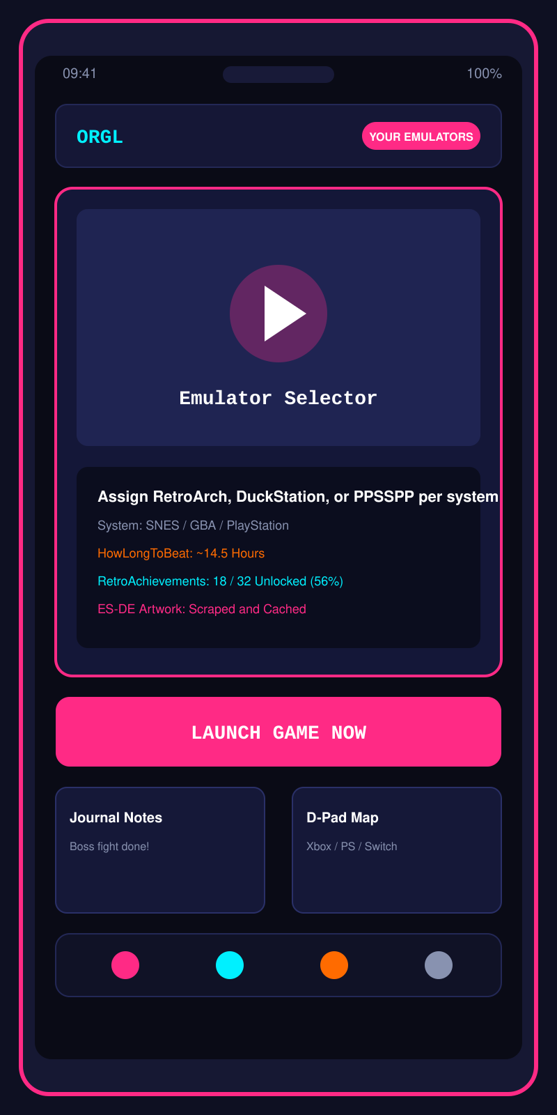 ORGL Emulator Mapping Screen